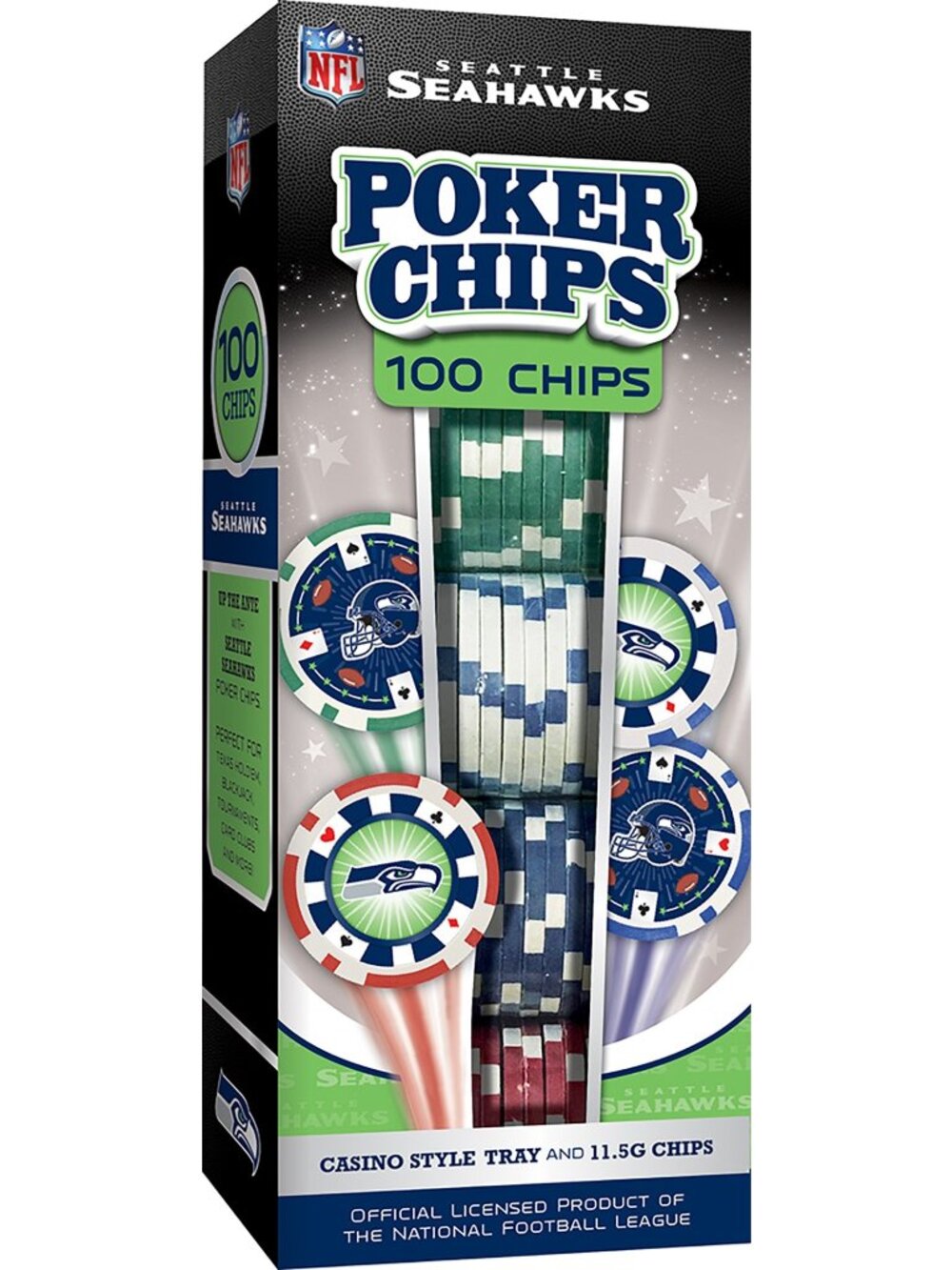NFL Seattle Seahawks 100-Piece Team Poker Chips - Set New in Box